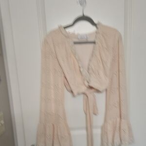 Elegant Cream Tie-Front Blouse